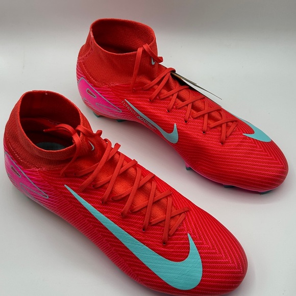 NIKE MEN'S ZOOM MERCURIAL SUPERFLY 10 ELITE FG EMBER GLOW/AURORA GREEN
